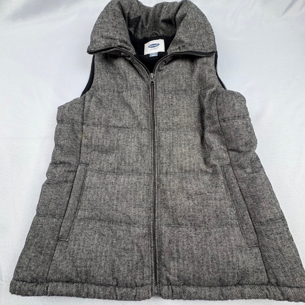 Old Navy Women  Puffer Vest Herringbone Quilted Full Zip Sporty Layering Stylish